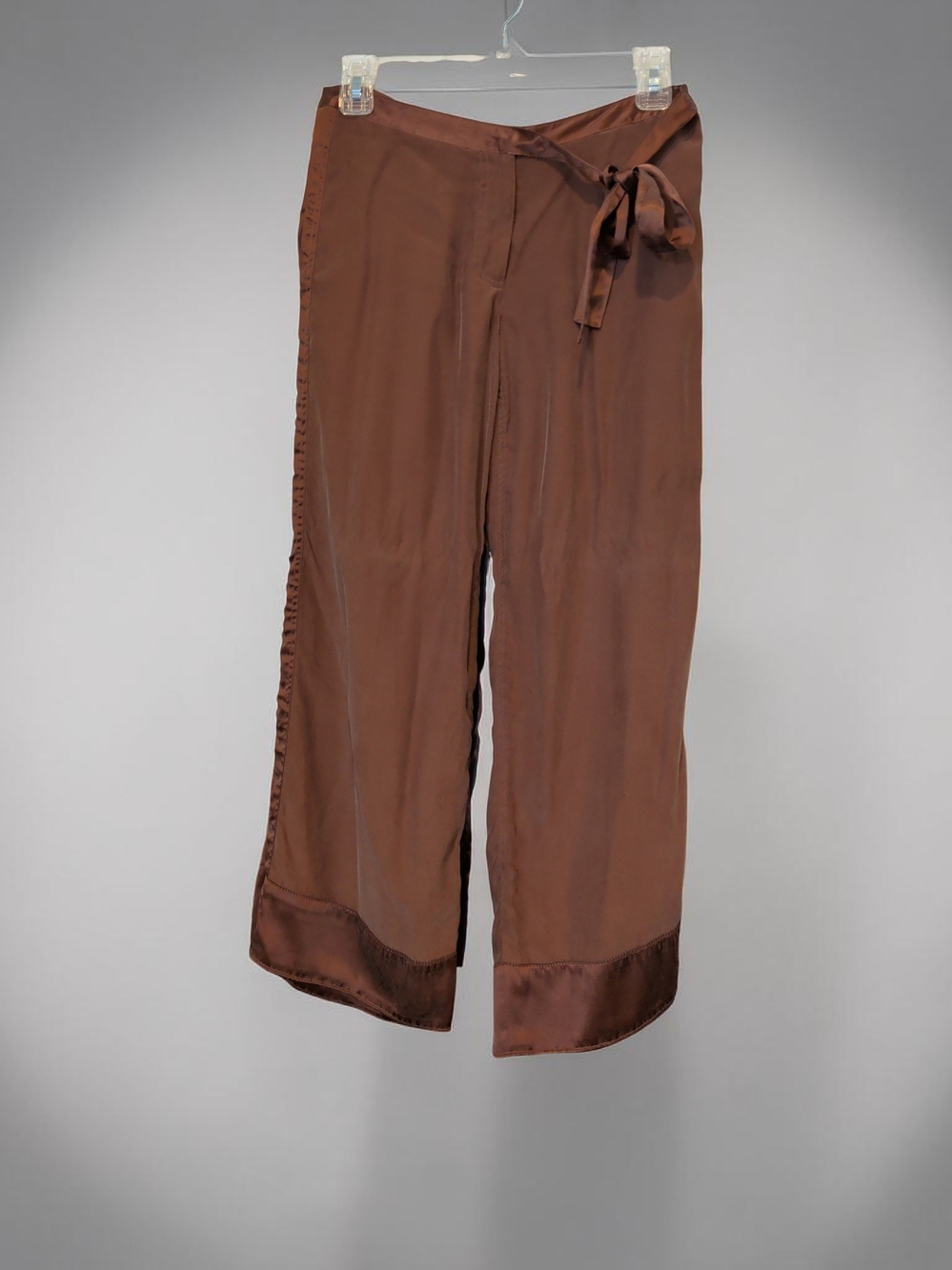 DKNY Brown Wide-Leg Tie-Waist Pants